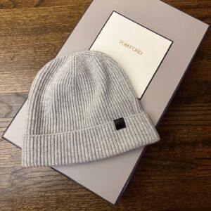 Tom Ford Light Gray Knit Beanie